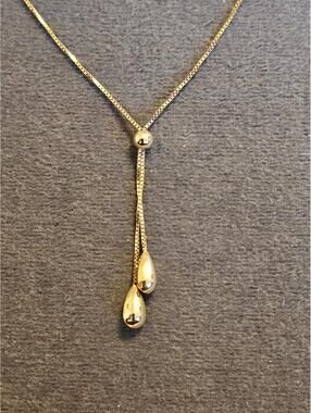 10k Gold Box Chain Lariat Necklace